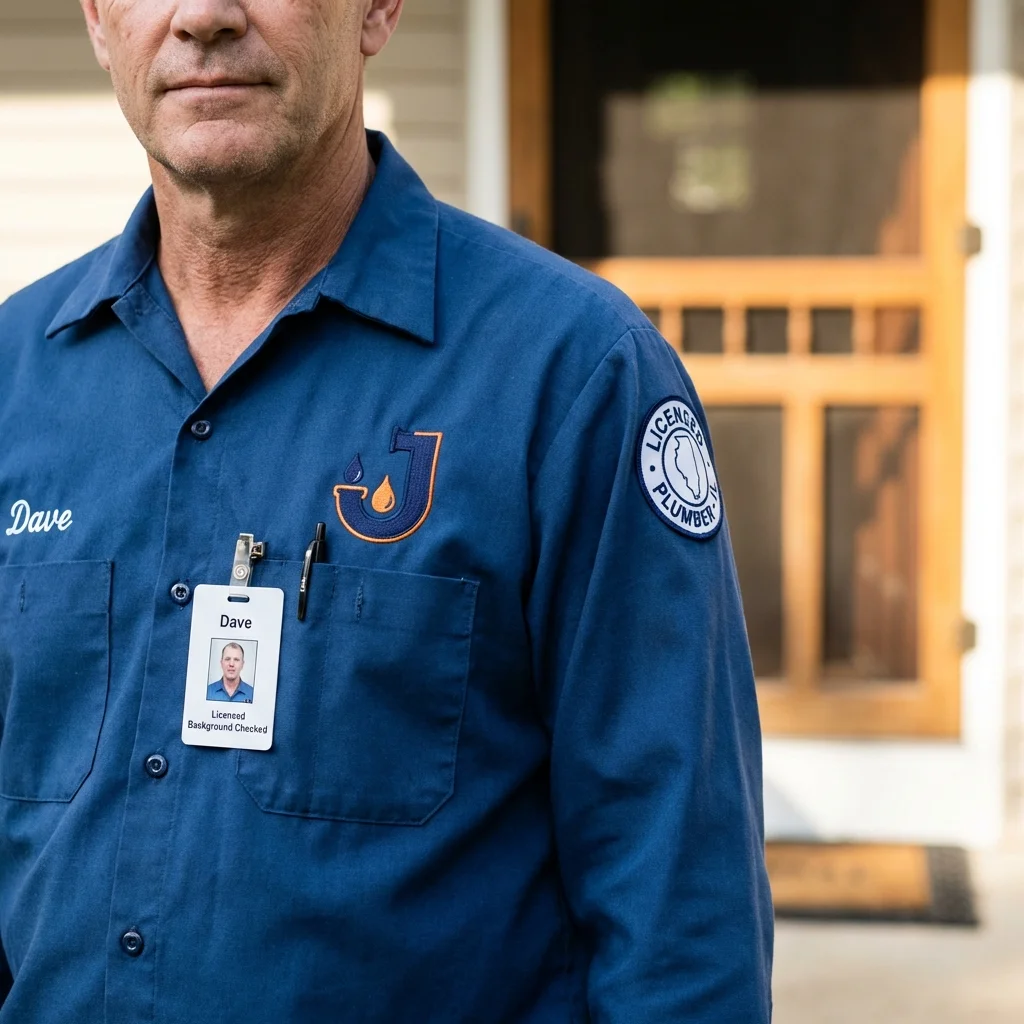 Licensed plumber showing ID badge in Issaquah, WA