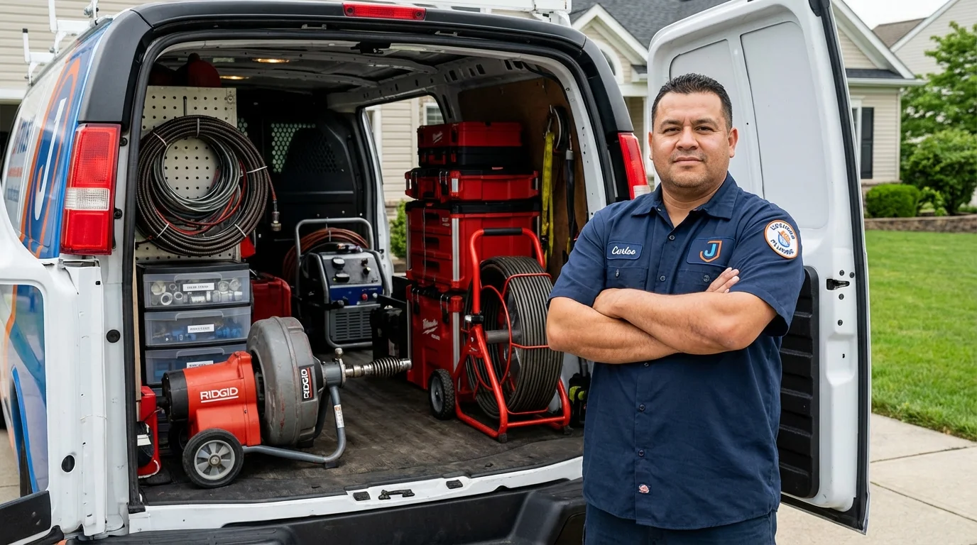 Professional drain cleaning equipment and Johns Plumbing LLC plumber in Issaquah