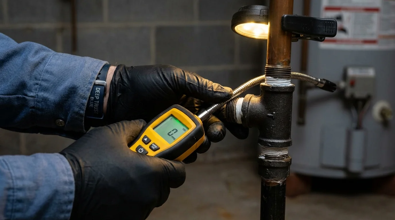 Gas leak detection with electronic sniffer by Johns Plumbing LLC in Issaquah