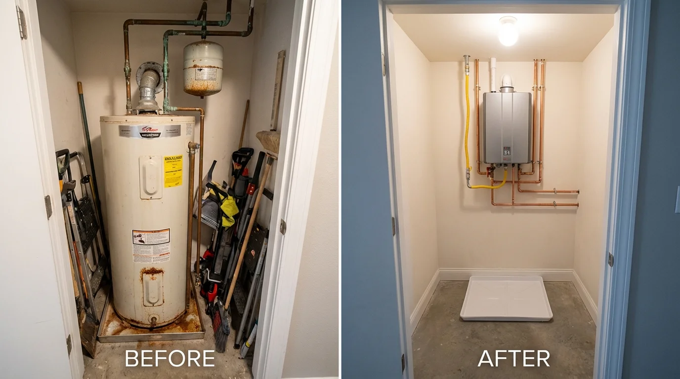 Tank water heater versus wall-mounted tankless unit comparison for Issaquah, WA homeowners