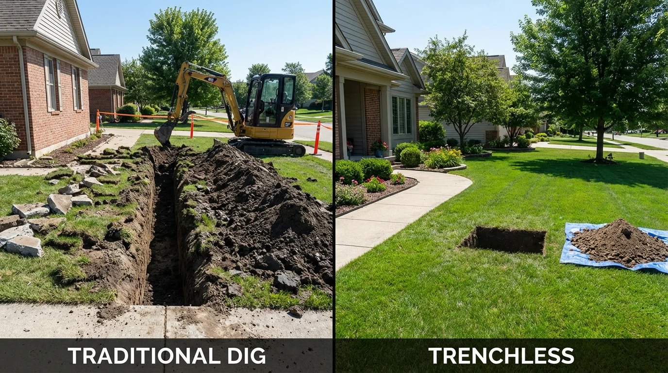 Trenchless sewer repair with minimal yard damage versus traditional excavation in Issaquah, WA